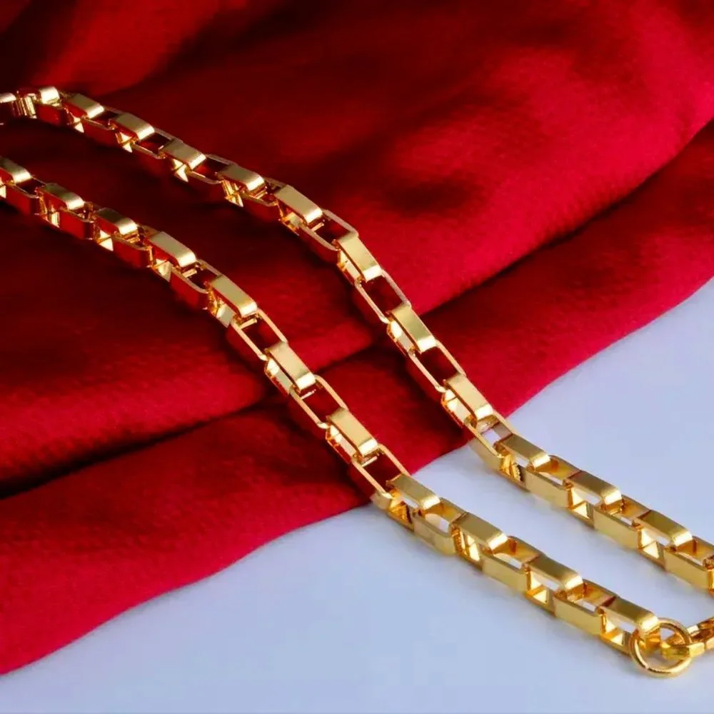 Large 20 Inch Box Chain 5mm Wide 18K Yellow Gold